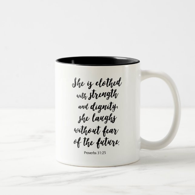 Bicolor Taza del 31:25 de los proverbios (Derecha)