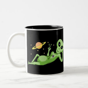 Bicolor Taza del Alien del Espacio de la Paz