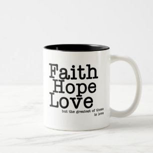 Bicolor Taza del amor de la esperanza de la fe
