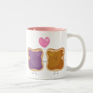 Bicolor Taza del amor de la mantequilla y de la jalea de