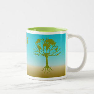 Bicolor Taza del árbol del mundo