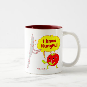 Bicolor Taza del arte del Doodle del tomate de KungFu