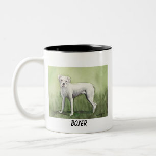 Bicolor Taza del arte del perro del "boxeador blanco"