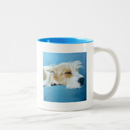 Bicolor Taza del arte del perro el dormir Jack Russell