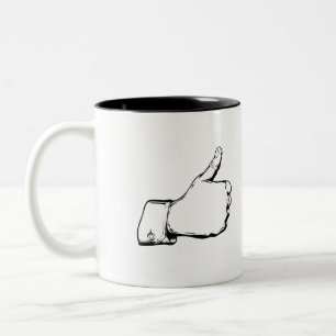 Bicolor Taza del arte del vintage. ¡Pulgar para arriba!