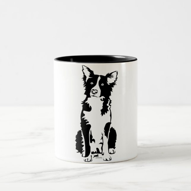 Bicolor Taza del border collie 11oz (Centro)