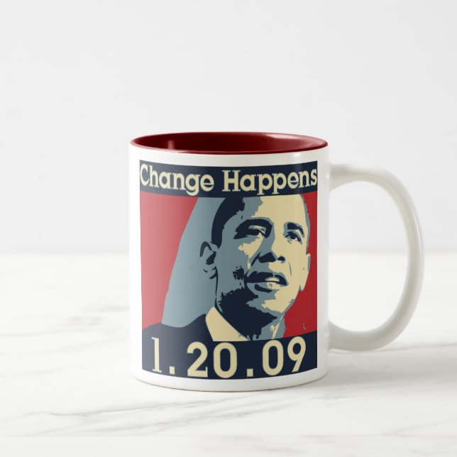 Bicolor Taza del cambio de Obama (Derecha)