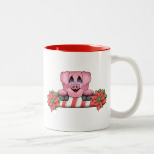 Bicolor Taza del cerdo del navidad