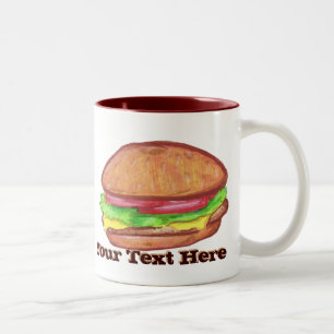 Bicolor Taza del cheeseburger