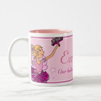 Bicolor Taza del chica del pelo rosado y rubio de la