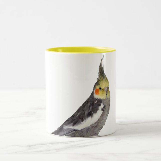 Bicolor taza del cockatiel 15oz (Centro)