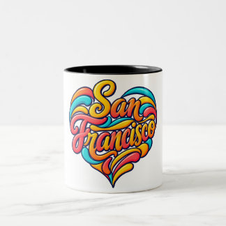 Bicolor Taza del Corazón Colorido de San Francisco