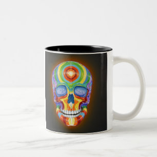 Bicolor Taza del cráneo del arco iris