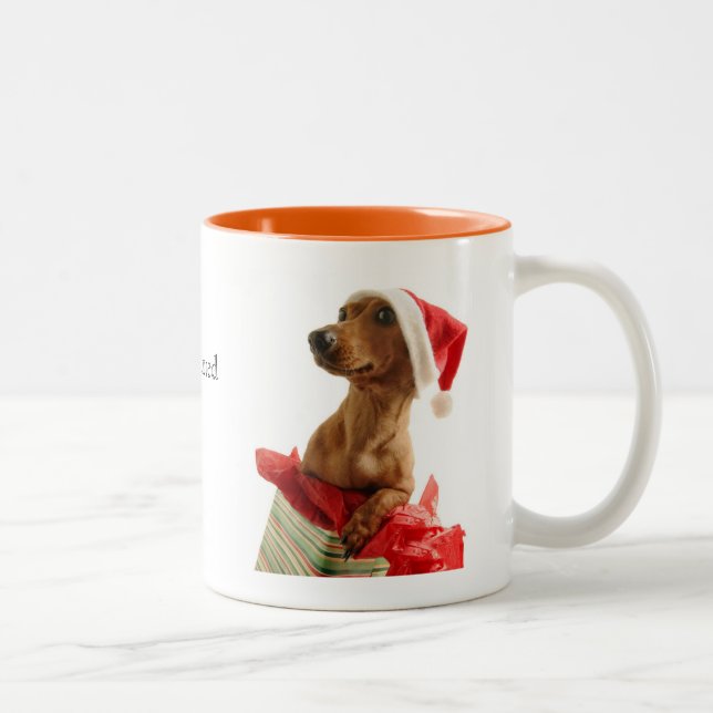 Bicolor Taza del Dachshund del navidad (Derecha)
