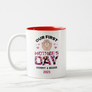 Bicolor Taza del Día de la Madre para nuestra primera mamá