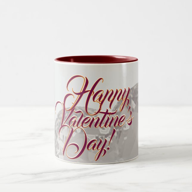 Bicolor Taza del Día de San Valentín Feliz (Centro)