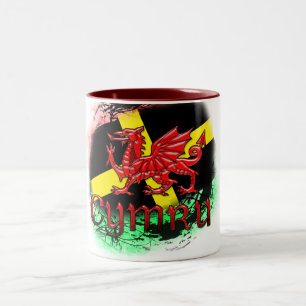 Bicolor Taza del día de St David, Grunge, St David, drag
