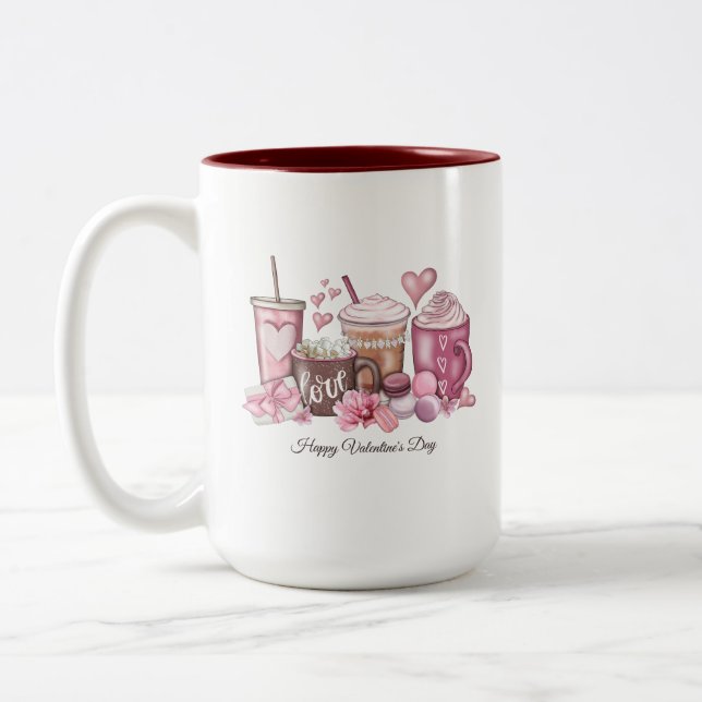 Bicolor Taza del Día Feliz de San Valentín (Izquierda)