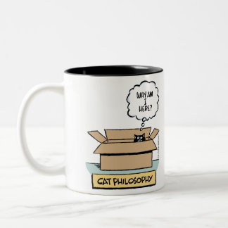 Bicolor Taza del Dos-Tono de la filosofía del gato (mano
