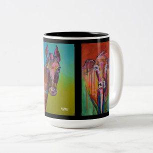 Bicolor Taza del Dos-Tono de la piel de ante del caballo