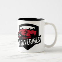 Taza del Dos-Tono del escudo de ChapLAX Wolverine