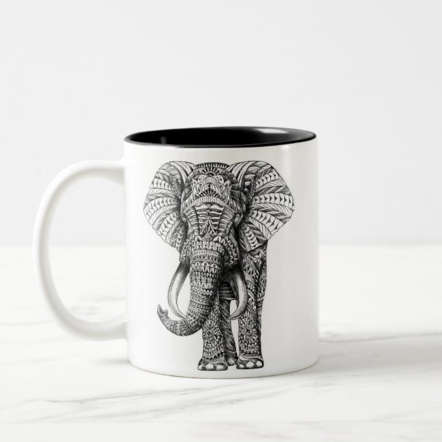 Bicolor Taza del elefante de la mandala (Izquierda)