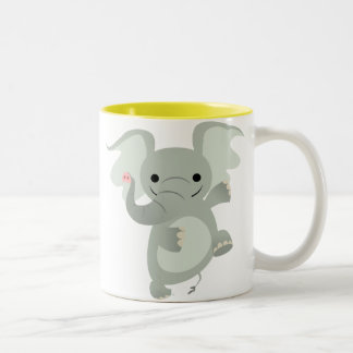 Bicolor Taza del elefante del dibujo animado del baile