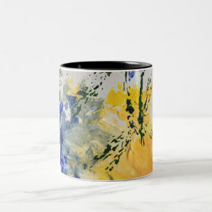 Bicolor Taza del estampado de flores