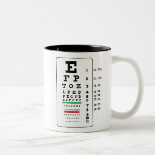 Bicolor Taza del eyechart de Snellen