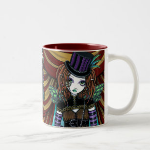 Bicolor Taza del Faery del circo de Steampunk del