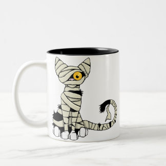 Bicolor Taza del gato de la momia de Halloween