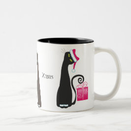 Bicolor Taza del gato de Santa