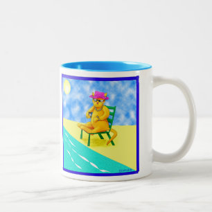 Bicolor Taza del gato del ocio