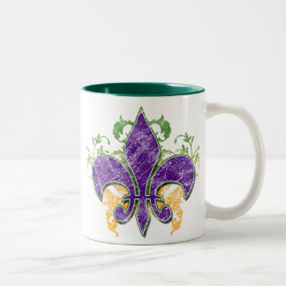 Bicolor Taza del Grunge de la flor de lis del carnaval
