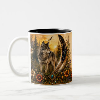 Bicolor Taza del Lobo del Patrimonio Indígena