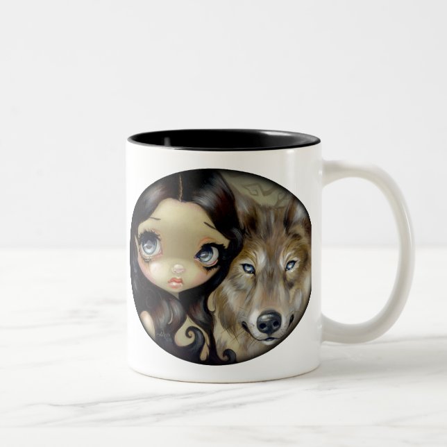 Bicolor Taza "del lobo observado plata" (Derecha)