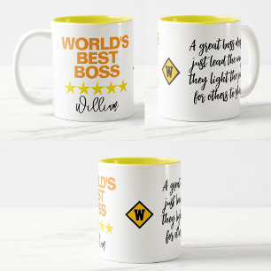 Bicolor Taza del Mejor Jefe del Mundo Nombre personaliza