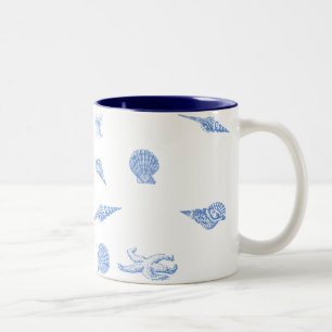 Bicolor Taza del modelo azul de los Seashells y de las