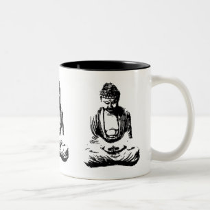 Bicolor Taza del monocromo de Buda