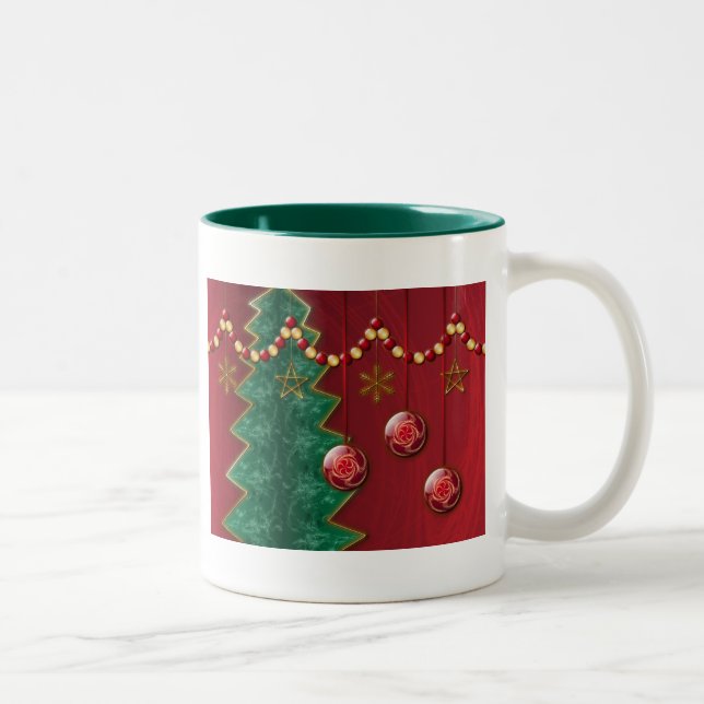 Bicolor Taza del navidad de la celebración del fractal (Derecha)