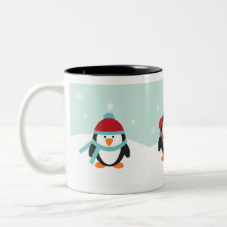 Bicolor Taza del navidad de los pingüinos