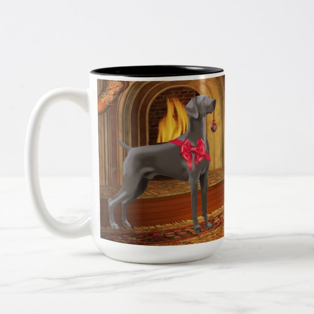 Bicolor Taza del navidad de Weimaraner (Izquierda)