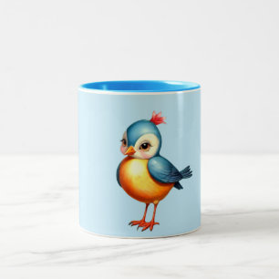 Bicolor Taza del pájaro azul súper lindo