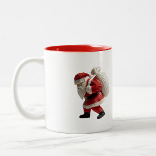 Bicolor Taza del Papá Noel de origami que lleva regalos