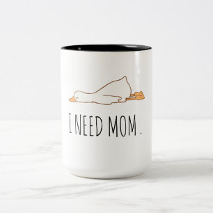 Bicolor Taza del pato divertido "Necesito a mamá" Taza d