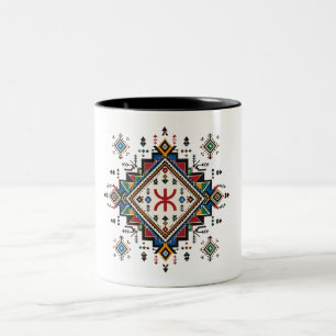 Bicolor Taza del Patrimonio Amazigh - Berber Marroquí Trad