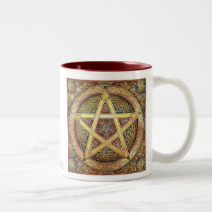Bicolor Taza del pentáculo de Knotwork del oro