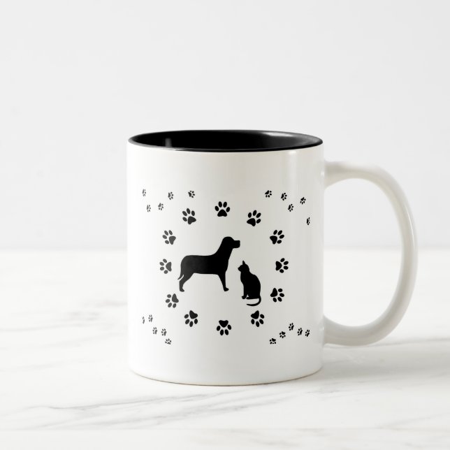 Bicolor Taza del perro y del gato (Derecha)