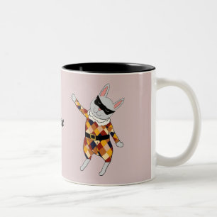 Bicolor Taza del personalizable del conejito del Harlequin