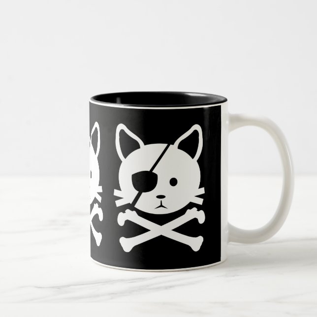 Bicolor Taza del pirata del gato (Derecha)